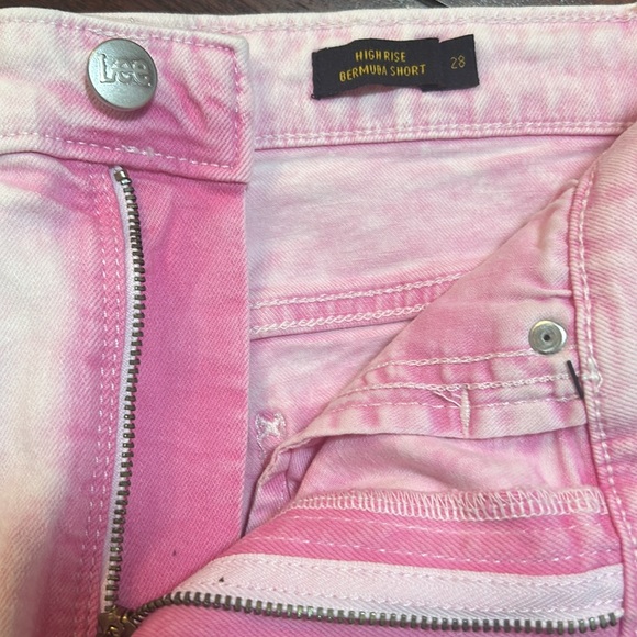 LEE x Free People Denim Bermuda Shorts - Berry Pink Acid - Picture 6 of 8